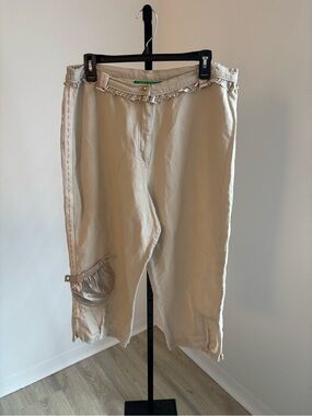 Alain Weiz Beige Linen Cropped Pants